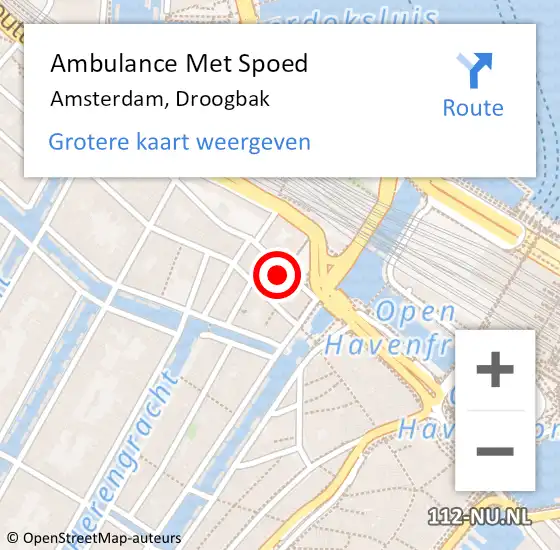 Locatie op kaart van de 112 melding: Ambulance Met Spoed Naar Amsterdam, Droogbak op 23 maart 2024 19:05
