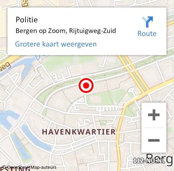 Locatie op kaart van de 112 melding: Politie Bergen op Zoom, Rijtuigweg-Zuid op 23 maart 2024 19:06