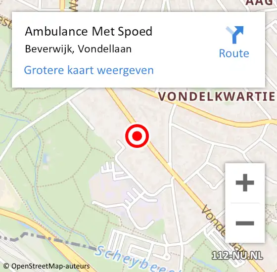 Locatie op kaart van de 112 melding: Ambulance Met Spoed Naar Beverwijk, Vondellaan op 23 maart 2024 19:18