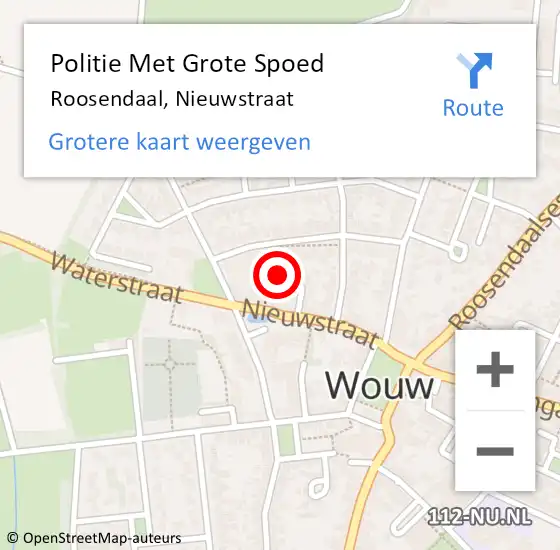 Locatie op kaart van de 112 melding: Politie Met Grote Spoed Naar Roosendaal, Nieuwstraat op 23 maart 2024 19:21