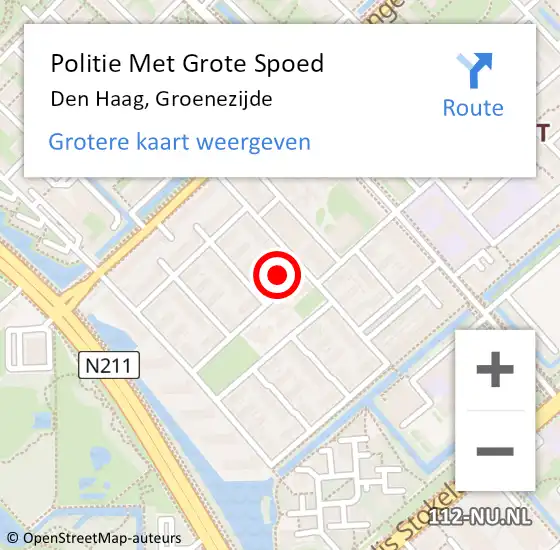 Locatie op kaart van de 112 melding: Politie Met Grote Spoed Naar Den Haag, Groenezijde op 23 maart 2024 19:25