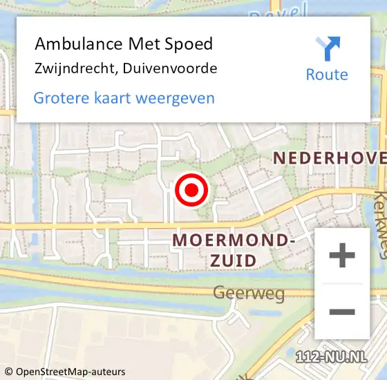 Locatie op kaart van de 112 melding: Ambulance Met Spoed Naar Zwijndrecht, Duivenvoorde op 23 maart 2024 19:51