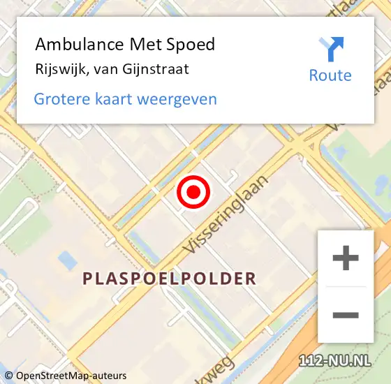 Locatie op kaart van de 112 melding: Ambulance Met Spoed Naar Rijswijk, van Gijnstraat op 23 maart 2024 20:20