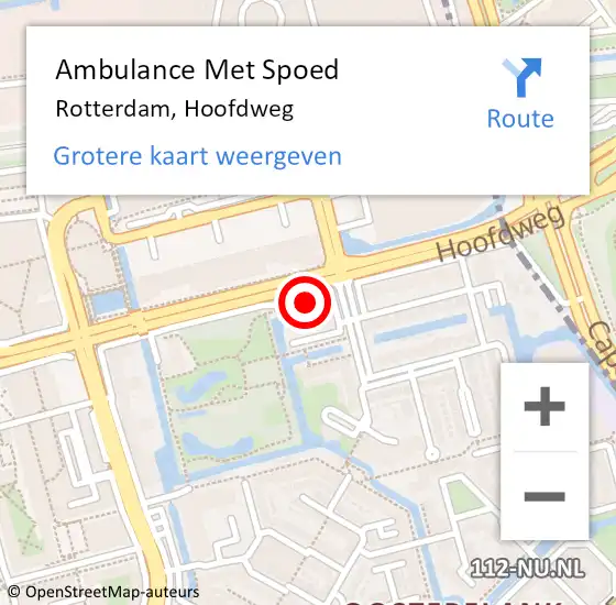 Locatie op kaart van de 112 melding: Ambulance Met Spoed Naar Rotterdam, Hoofdweg op 23 maart 2024 20:34