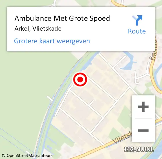 Locatie op kaart van de 112 melding: Ambulance Met Grote Spoed Naar Arkel, Vlietskade op 23 maart 2024 20:39