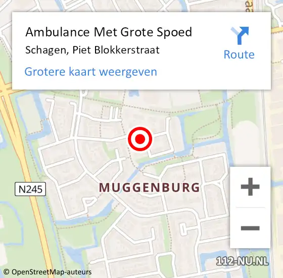 Locatie op kaart van de 112 melding: Ambulance Met Grote Spoed Naar Schagen, Piet Blokkerstraat op 23 maart 2024 20:56