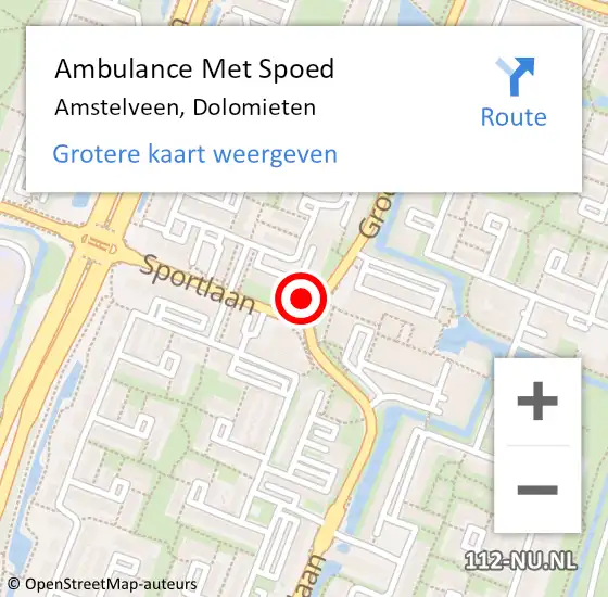 Locatie op kaart van de 112 melding: Ambulance Met Spoed Naar Amstelveen, Dolomieten op 23 maart 2024 21:04