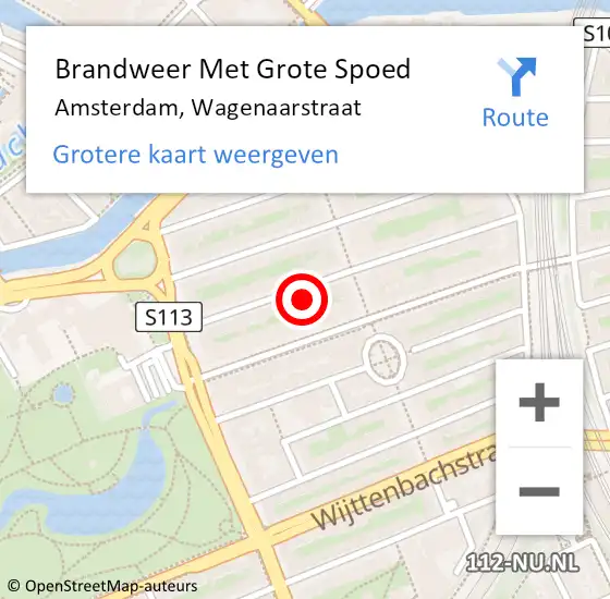 Locatie op kaart van de 112 melding: Brandweer Met Grote Spoed Naar Amsterdam, Wagenaarstraat op 23 maart 2024 21:13