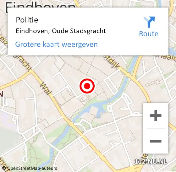 Locatie op kaart van de 112 melding: Politie Eindhoven, Oude Stadsgracht op 23 maart 2024 21:15