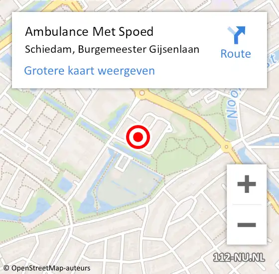 Locatie op kaart van de 112 melding: Ambulance Met Spoed Naar Schiedam, Burgemeester Gijsenlaan op 23 maart 2024 21:51