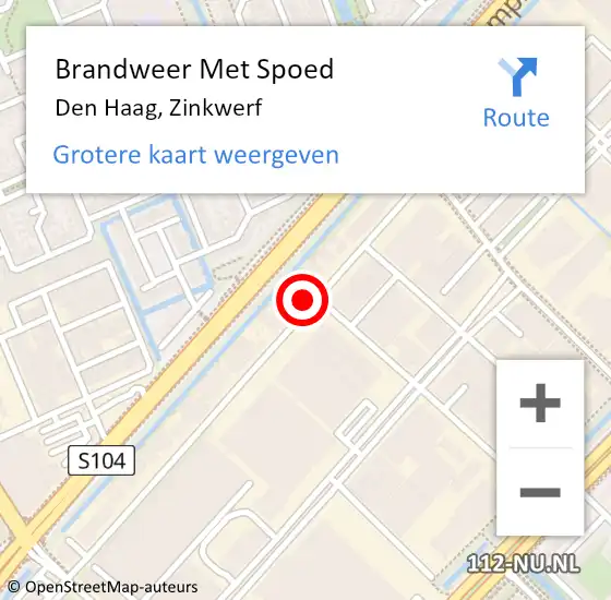 Locatie op kaart van de 112 melding: Brandweer Met Spoed Naar Den Haag, Zinkwerf op 23 maart 2024 22:11