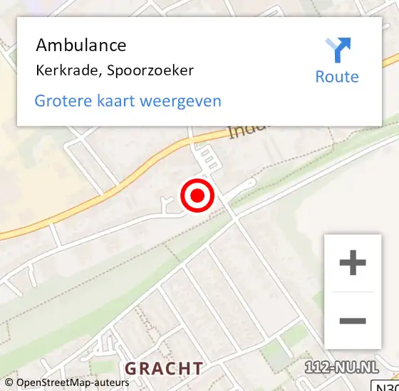 Locatie op kaart van de 112 melding: Ambulance Kerkrade, Spoorzoeker op 30 september 2014 04:09