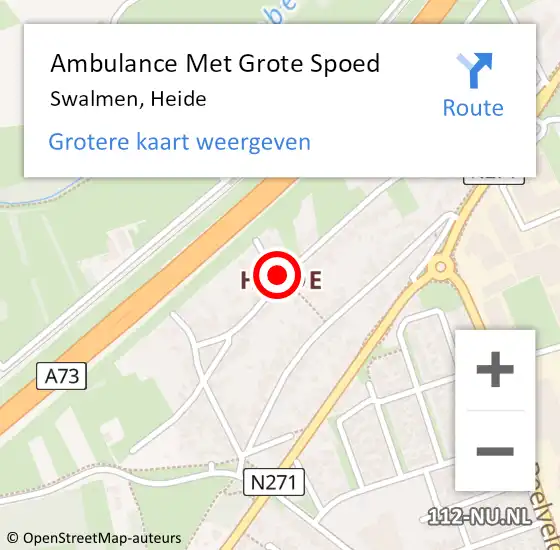 Locatie op kaart van de 112 melding: Ambulance Met Grote Spoed Naar Swalmen, Heide op 23 maart 2024 22:27