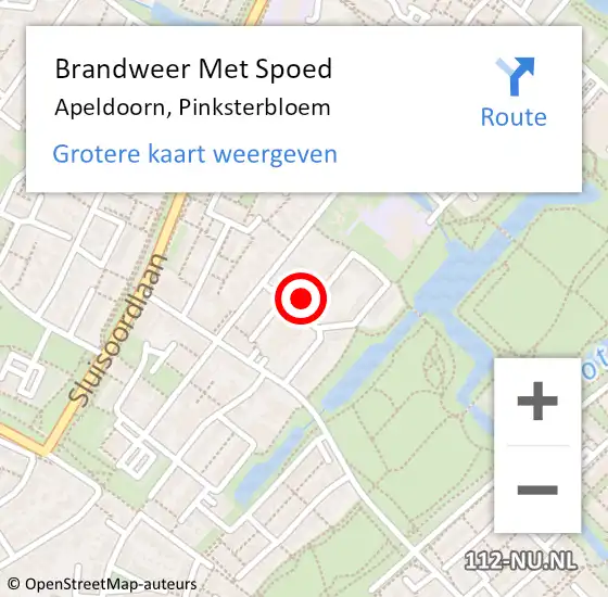 Locatie op kaart van de 112 melding: Brandweer Met Spoed Naar Apeldoorn, Pinksterbloem op 23 maart 2024 22:28