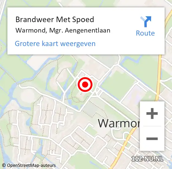 Locatie op kaart van de 112 melding: Brandweer Met Spoed Naar Warmond, Mgr. Aengenentlaan op 23 maart 2024 22:45