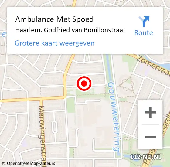 Locatie op kaart van de 112 melding: Ambulance Met Spoed Naar Haarlem, Godfried van Bouillonstraat op 23 maart 2024 22:56