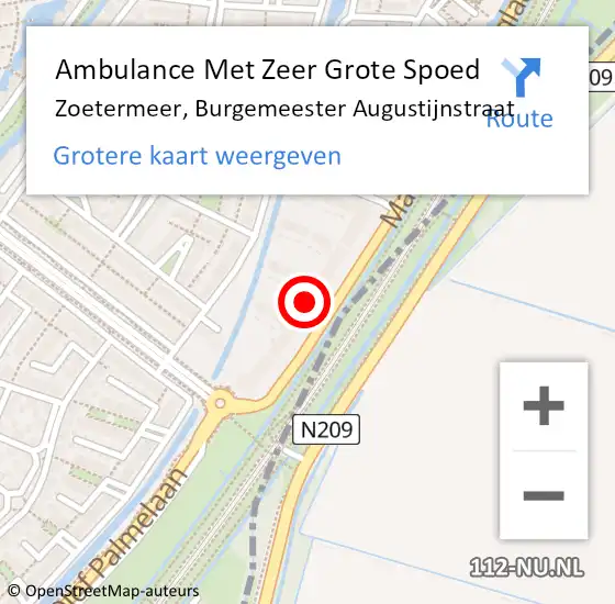 Locatie op kaart van de 112 melding: Ambulance Met Zeer Grote Spoed Naar Zoetermeer, Burgemeester Augustijnstraat op 23 maart 2024 23:05