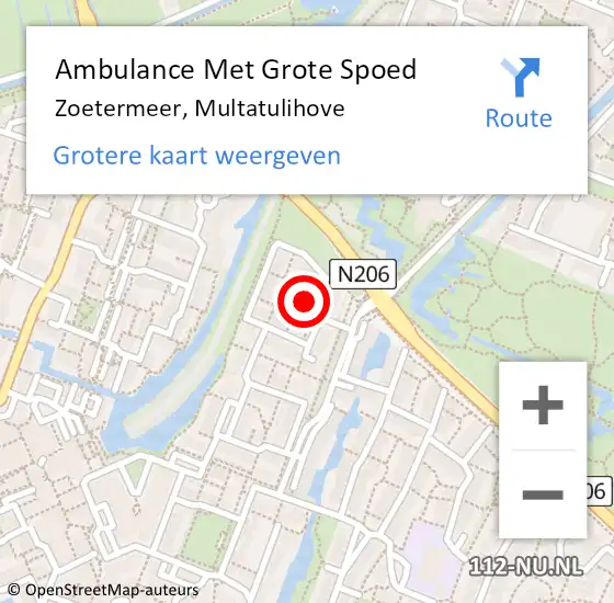 Locatie op kaart van de 112 melding: Ambulance Met Grote Spoed Naar Zoetermeer, Multatulihove op 23 maart 2024 23:23