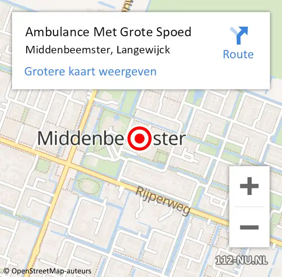 Locatie op kaart van de 112 melding: Ambulance Met Grote Spoed Naar Middenbeemster, Langewijck op 24 maart 2024 00:00