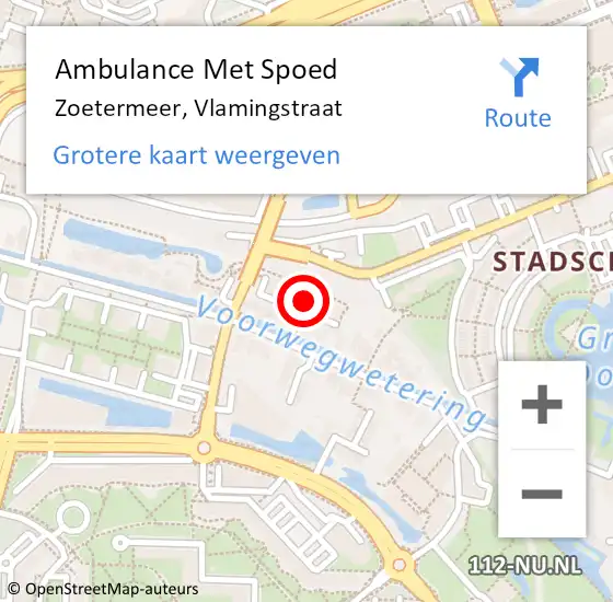 Locatie op kaart van de 112 melding: Ambulance Met Spoed Naar Zoetermeer, Vlamingstraat op 24 maart 2024 00:56