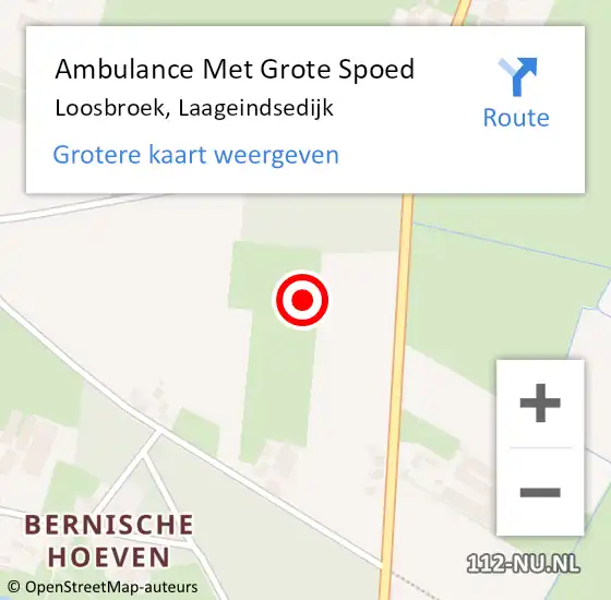 Locatie op kaart van de 112 melding: Ambulance Met Grote Spoed Naar Loosbroek, Laageindsedijk op 30 september 2014 04:54