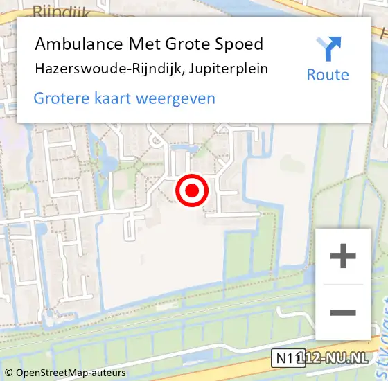 Locatie op kaart van de 112 melding: Ambulance Met Grote Spoed Naar Hazerswoude-Rijndijk, Jupiterplein op 24 maart 2024 01:26