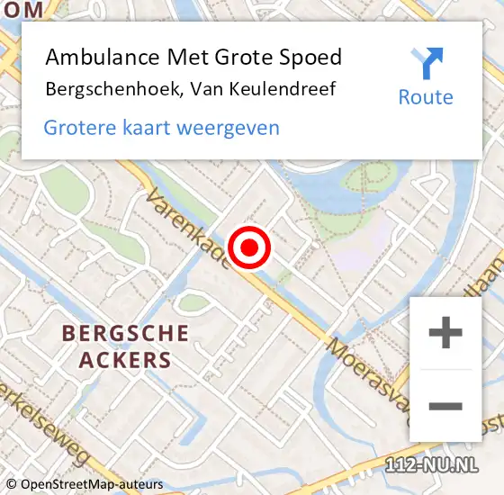 Locatie op kaart van de 112 melding: Ambulance Met Grote Spoed Naar Bergschenhoek, Van Keulendreef op 24 maart 2024 01:37