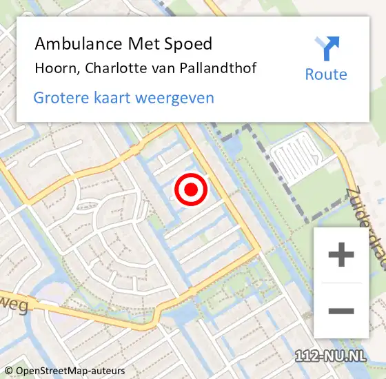 Locatie op kaart van de 112 melding: Ambulance Met Spoed Naar Hoorn, Charlotte van Pallandthof op 24 maart 2024 02:05