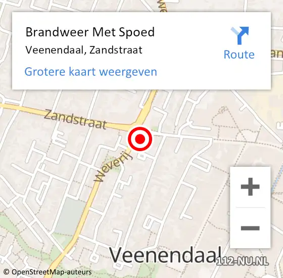 Locatie op kaart van de 112 melding: Brandweer Met Spoed Naar Veenendaal, Zandstraat op 24 maart 2024 02:15