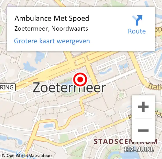 Locatie op kaart van de 112 melding: Ambulance Met Spoed Naar Zoetermeer, Noordwaarts op 24 maart 2024 02:36