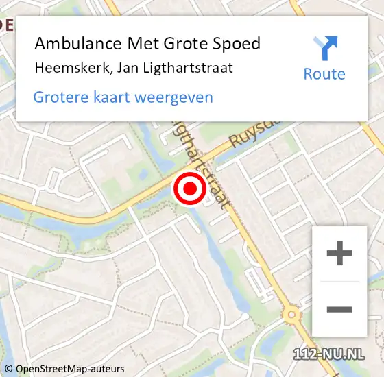 Locatie op kaart van de 112 melding: Ambulance Met Grote Spoed Naar Heemskerk, Jan Ligthartstraat op 24 maart 2024 02:54