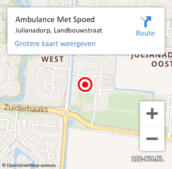 Locatie op kaart van de 112 melding: Ambulance Met Spoed Naar Julianadorp, Landbouwstraat op 24 maart 2024 04:50