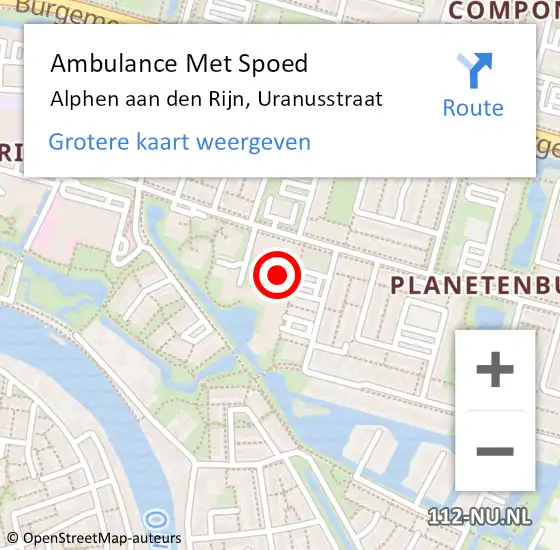 Locatie op kaart van de 112 melding: Ambulance Met Spoed Naar Alphen aan den Rijn, Uranusstraat op 24 maart 2024 04:57