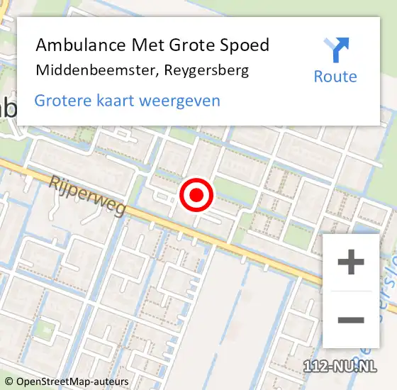 Locatie op kaart van de 112 melding: Ambulance Met Grote Spoed Naar Middenbeemster, Reygersberg op 30 september 2014 05:49