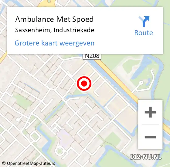 Locatie op kaart van de 112 melding: Ambulance Met Spoed Naar Sassenheim, Industriekade op 24 maart 2024 05:55