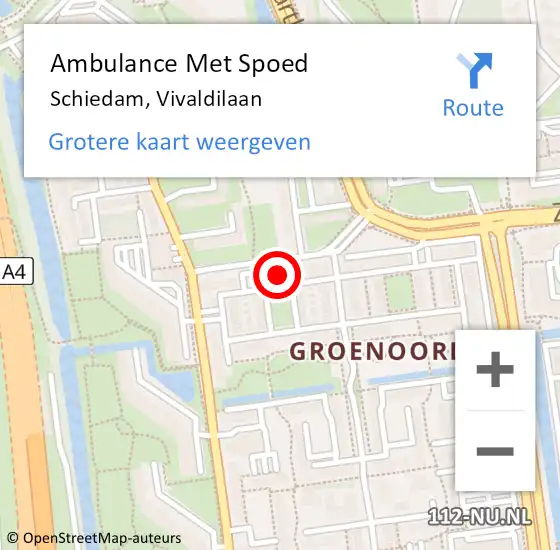 Locatie op kaart van de 112 melding: Ambulance Met Spoed Naar Schiedam, Vivaldilaan op 24 maart 2024 05:56