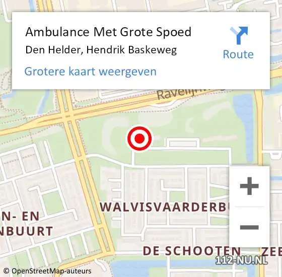 Locatie op kaart van de 112 melding: Ambulance Met Grote Spoed Naar Den Helder, Hendrik Baskeweg op 24 maart 2024 06:53