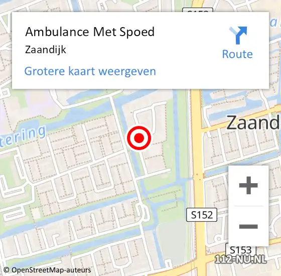 Locatie op kaart van de 112 melding: Ambulance Met Spoed Naar Zaandijk op 24 maart 2024 07:08