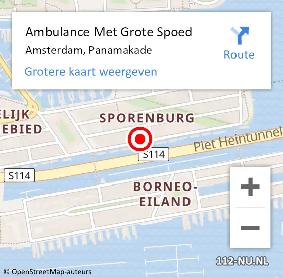 Locatie op kaart van de 112 melding: Ambulance Met Grote Spoed Naar Amsterdam, Panamakade op 24 maart 2024 07:23