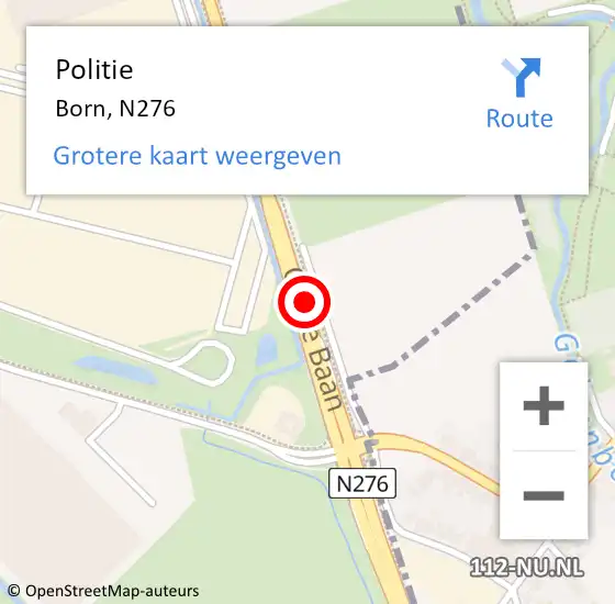 Locatie op kaart van de 112 melding: Politie Born, N276 op 30 september 2014 06:10