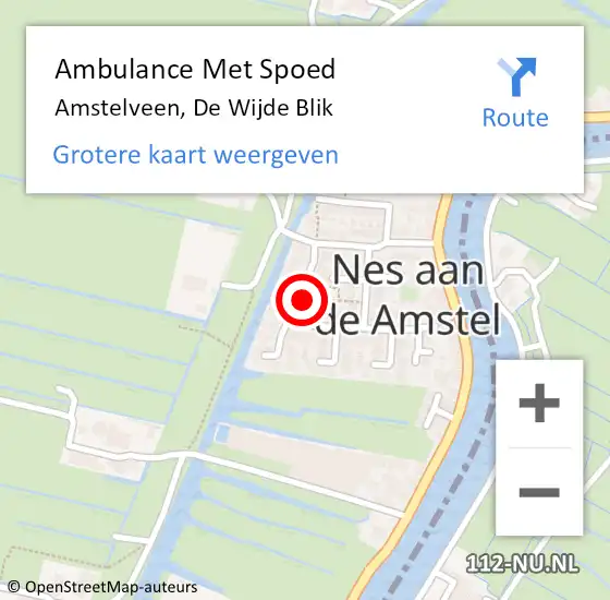 Locatie op kaart van de 112 melding: Ambulance Met Spoed Naar Amstelveen, De Wijde Blik op 24 maart 2024 08:05