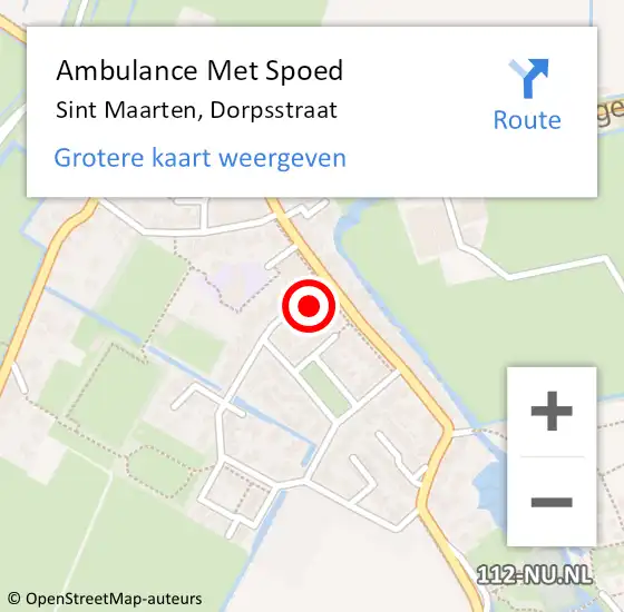 Locatie op kaart van de 112 melding: Ambulance Met Spoed Naar Sint Maarten, Dorpsstraat op 24 maart 2024 09:30
