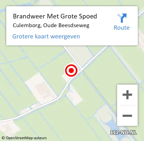 Locatie op kaart van de 112 melding: Brandweer Met Grote Spoed Naar Culemborg, Oude Beesdseweg op 24 maart 2024 09:37