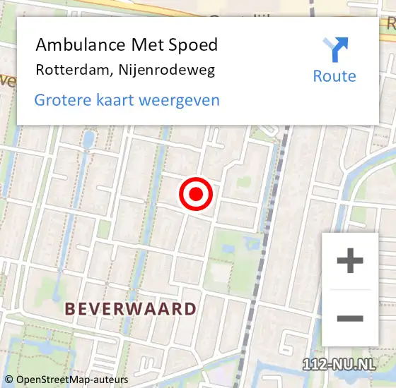 Locatie op kaart van de 112 melding: Ambulance Met Spoed Naar Rotterdam, Nijenrodeweg op 24 maart 2024 10:19