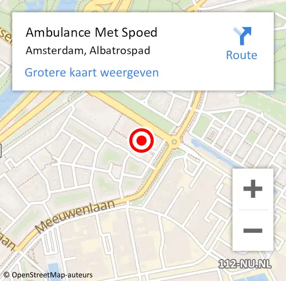 Locatie op kaart van de 112 melding: Ambulance Met Spoed Naar Amsterdam, Albatrospad op 24 maart 2024 11:05