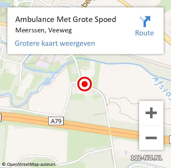 Locatie op kaart van de 112 melding: Ambulance Met Grote Spoed Naar Meerssen, Veeweg op 30 september 2014 07:15