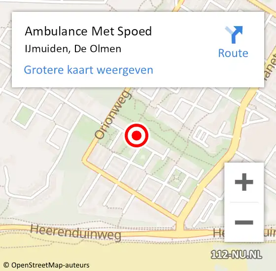 Locatie op kaart van de 112 melding: Ambulance Met Spoed Naar IJmuiden, De Olmen op 24 maart 2024 11:15