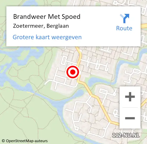 Locatie op kaart van de 112 melding: Brandweer Met Spoed Naar Zoetermeer, Berglaan op 24 maart 2024 11:22