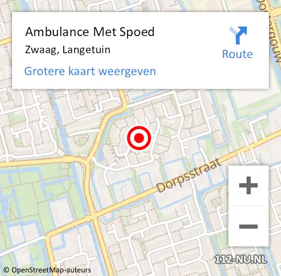 Locatie op kaart van de 112 melding: Ambulance Met Spoed Naar Zwaag, Langetuin op 24 maart 2024 11:25