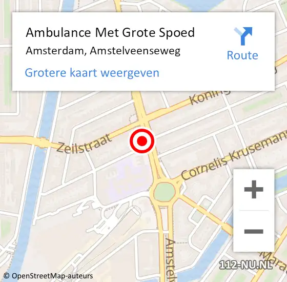 Locatie op kaart van de 112 melding: Ambulance Met Grote Spoed Naar Amsterdam, Amstelveenseweg op 24 maart 2024 11:26